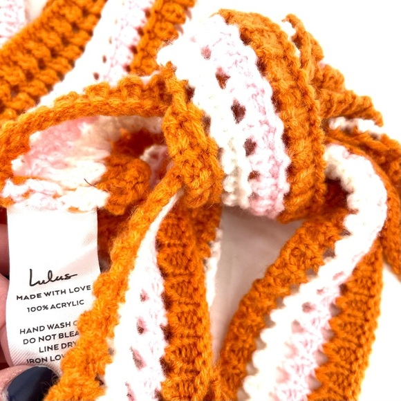 LULUS Groovy Vibes Cream Multi Knit Halter Cropped Sweater Crochet Tank Top - Picture 8 of 9